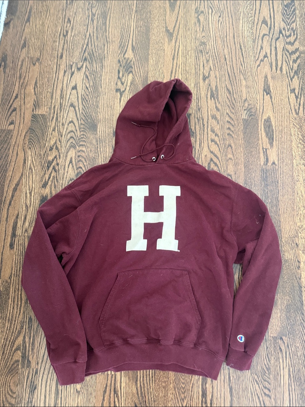 Maroon Harvard H Hoodie with Large White 'H' Graphic